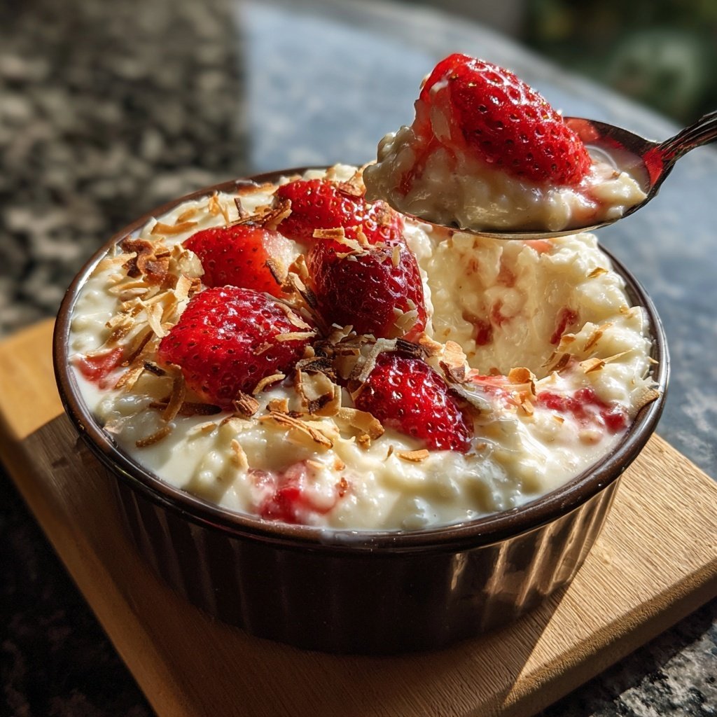 Coconut Strawberry Rice Pudding