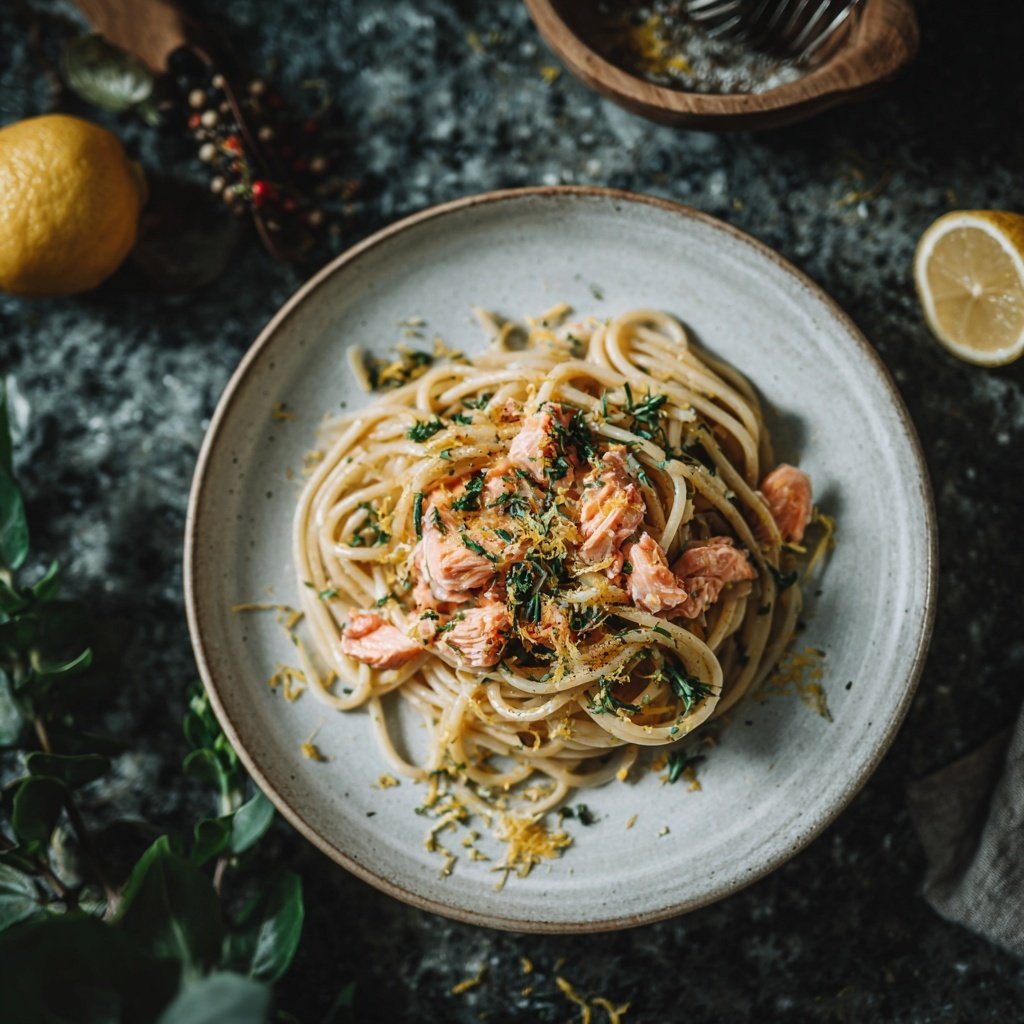 Spaghetti with Lemon Salmon
