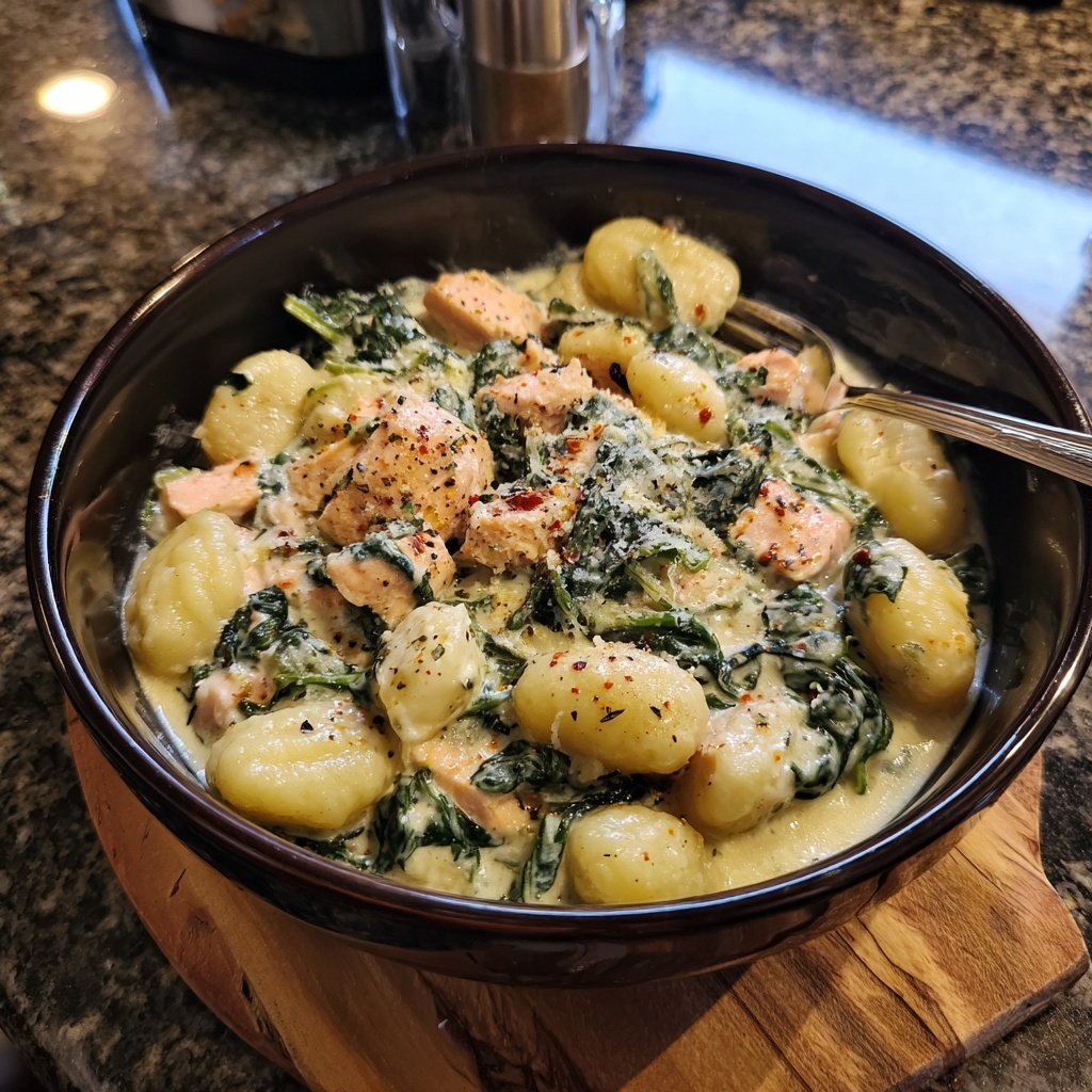 Creamy Salmon Spinach Gnocchi